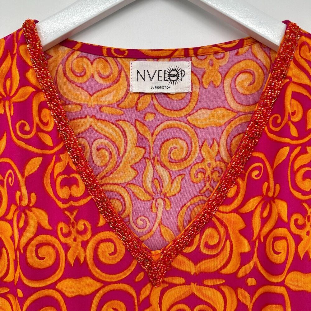 Nvelop‎ Sun Block Cover Up Top One Size 50+ UV Protection Boxy Beaded Beach Swim - Picture 5 of 12